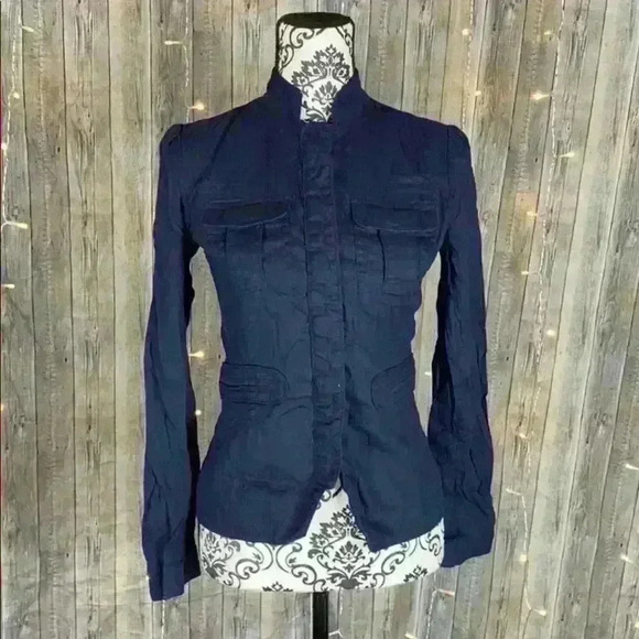 Mossimo Hook & Eye Blue High Collar Shirt, XS - Picture 1 of 8